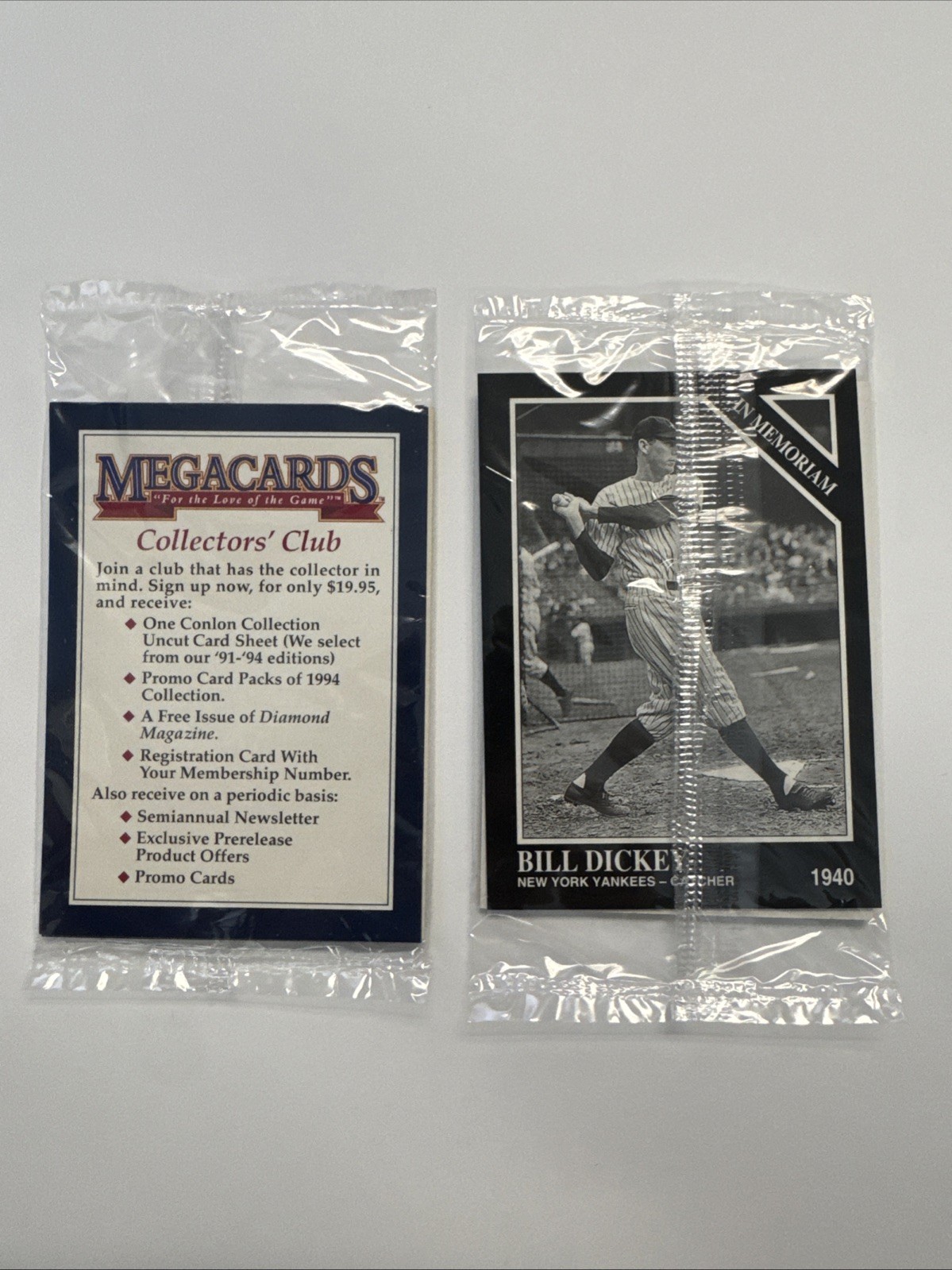 1995 Mega cards Conlon Collection Collectors Club Sealed Promo Pack Bill Dickey 