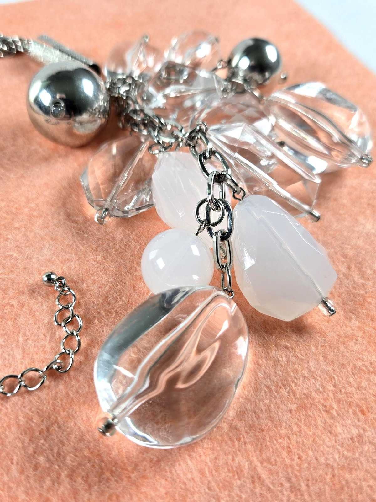 Large Silver Beaded Cascade Necklace, Dramatic Wa… - image 5