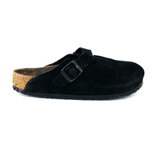 Soft Footbed Womens 7 38 Regular Birkenstock Boston Black Suede Leather Clogs