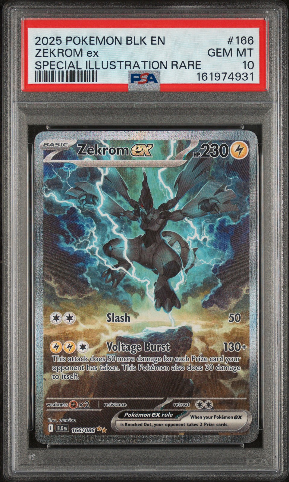 2025 POKEMON BLK EN-BLACK BOLT SPECIAL ILLUSTRATION RARE #166 ZEKROM EX PSA 10