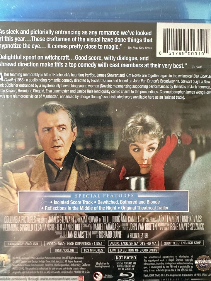 BELL, BOOK AND CANDLE (1958) - BLURAY AS NEW! Twilight Time All Region   - Image 2 of 2