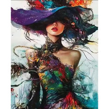 Colorful Woman Paint by Numbers Kit for Adults Beginner DIY Acrylic Art
