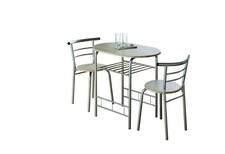 Modern Oak Dining Table and 2 Chairs Set Metal Frame Kitchen-Damage Box