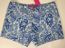 NWT Women  s Lilly Pulitzer Callahan Knit Shorts Blue Turtley Awesome Sz 0 28x5 
