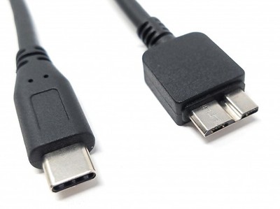 USB 3.1 Kabel 25 cm Typ C Stecker zu 3.0 Micro B Stecker Adapter in Schwarz	