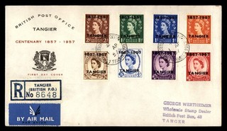 Mayfairstamps Tangeri FDC 1957 Queen British Post Office registrato primo giorno co