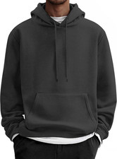 Men Cotton Fleece Hooded Sweatshirt Casual Long Sleeve Hoodies Pullover Fashion