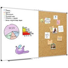 Extra Large Magnetic White Board and Bulletin Corkboard Combination, 72 x 40 ...