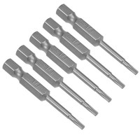 "5Pcs 50Mm Long 1/4\" Hex Shank T8 Torx Head Screwdriver Bit S2 High Alloy Steel"