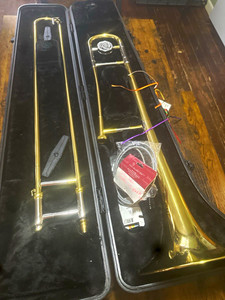 Jupiter Gold Slide Trombone w/ Water Key, 0 Valves, Includes Hard Case