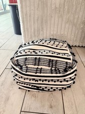 Opalhouse Style Black White Striped Square Floor Pouf Ottoman 19x19