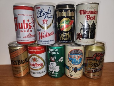 Lot of 9 Vintage Metal EMPTY Beer Cans Pictured #mp2