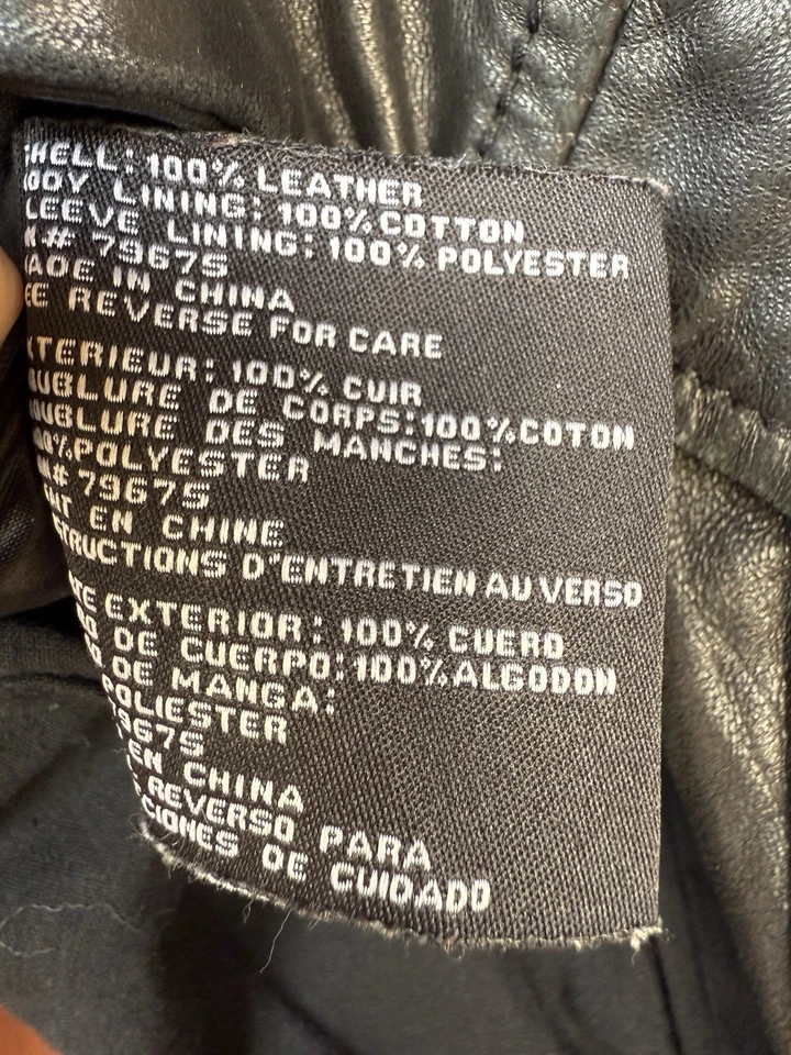 Jaqueta de couro Michael Kors Moto zíper completo bolsos com zíper para motociclista preta feminina P - Imagem 4 de 4