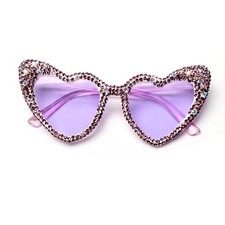 ICARA Trendy Rhinestone Love Heart Sunglasses Retro Cat Eye Diamond Sun Glass...