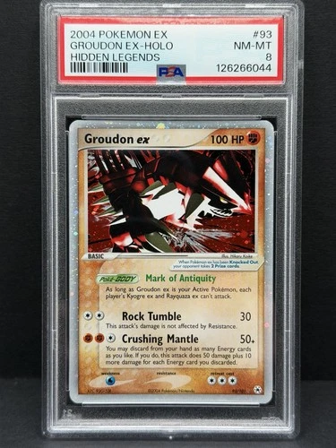 Groudon EX Hidden Legends 93 PSA 8 Holo NEW CERT Vintage Graded Pokemon Card