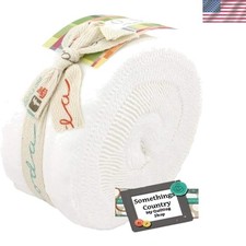 Bella Solid White 2 " Jelly Roll - 40 Cotton Fabric Strips for Quilting