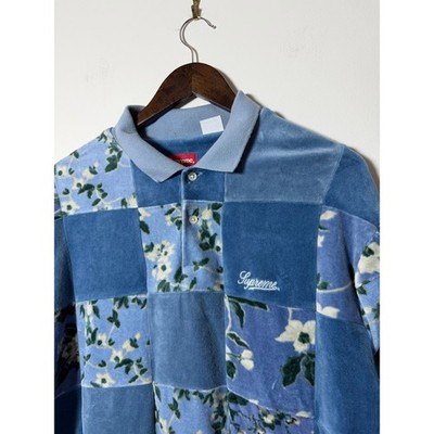 トップス Supreme Floral Patchwork Velour L/S Polo Floral Patchwork Velour L/S Polo - Supreme