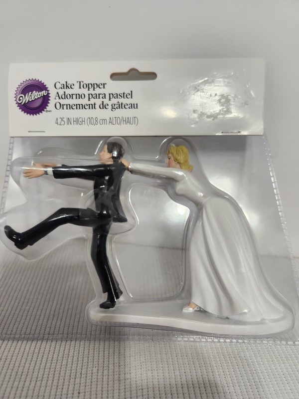 Wilton Wedding Cake Topper Whimsical Bride Grabs Groom Funny