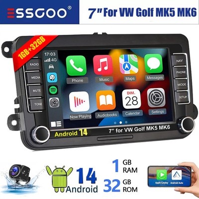 Fits VW Golf 5 6 Jetta Tiguan 7'' Android 14 Carplay Stereo Radio GPS with Camera