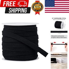 27 Yards Black Flat Replacement Cotton Cords, Soft Drawstring Draw Cord for G...