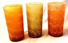 VTG Tumblers Spaghetti String Glasses Mid Century Modern Set of 3 Amber Green
