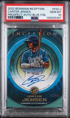 2022 Bowman Inception - Blue Foil /99 - Autographs Carter Jensen #PA-CJ PSA 10