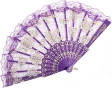 Handheld Chinese Folding Fan Lace Hand Fans for Women Foldable Bulk for Party We