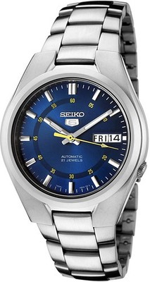 Seiko 5 Herren Automatik Uhr SNK615K1 Blau Datum Zifferblatt Silber Edelstahl 30M