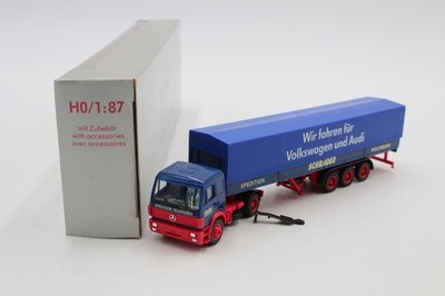 Herpa MB SK88 Planensattelzug Spedition Schrader Wolfsburg VW Audi 1:87 /H29047