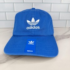 Adidas Hat Cap Strap Back Youth Blue Bluebird Trefoil Originals Washed Relaxed