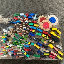 Huge Lot Wooden Magnetic Train Cars most Unbranded  People Scenery Signs Etc