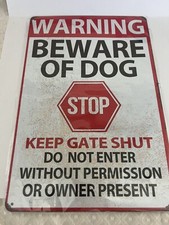 Beware of Dog Signs for Fence,Warning Tin Sign Beware of Dog,Do Not Enter,Home K