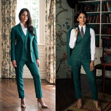 Ladies' Single-Breasted Suit Peak Collar Jacket Fashion Green Business Suit