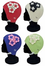 BLUE REEF Bubble Tokyo Floral Ladies Stylish Elegant Chin Strap Swimming Hat Cap