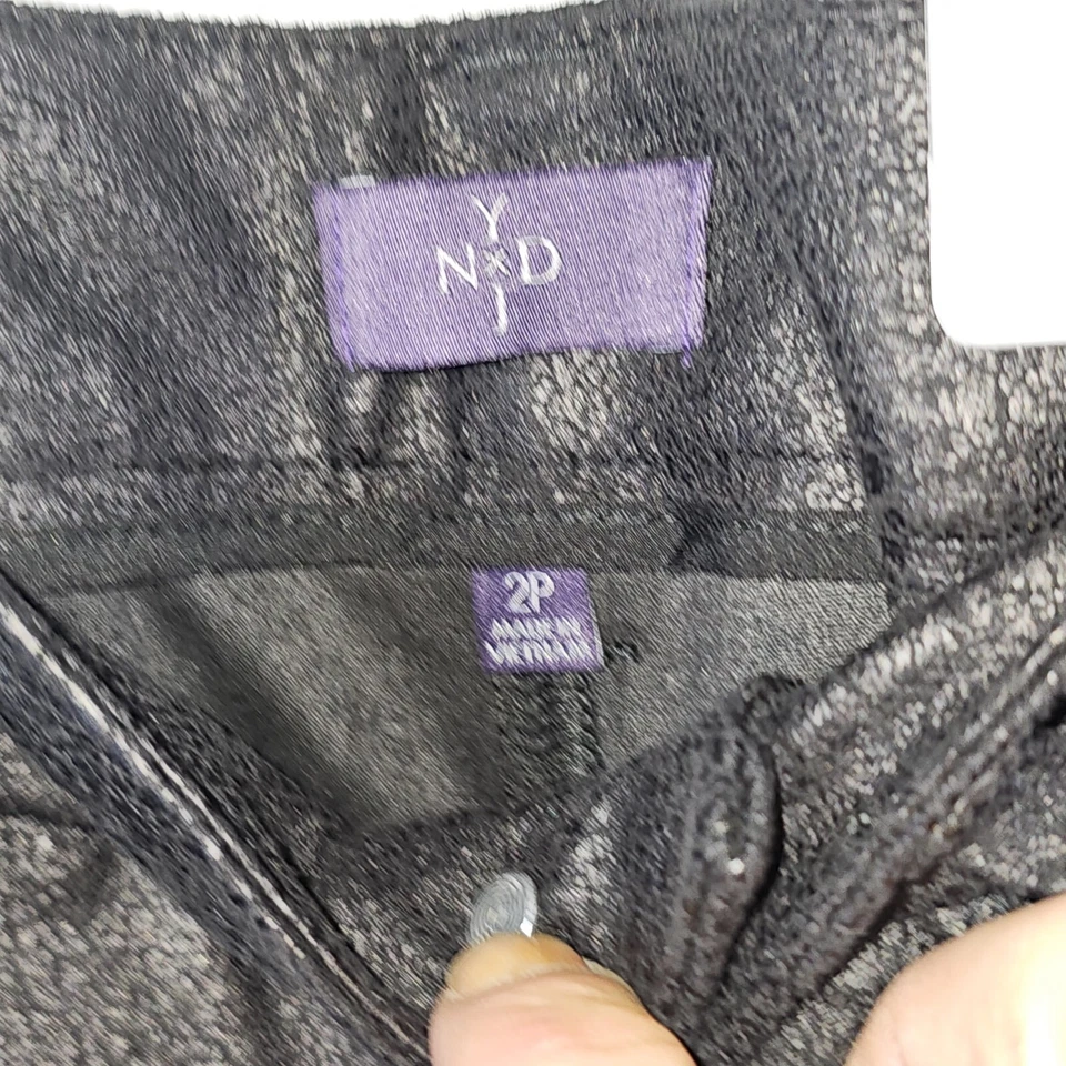 Nydj Legging Pants Black Shiny Skinny Fit Womans Size 2p - Image 3 of 4