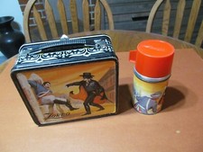 Vintage Aladdin Zorro Tin Lunch Box, with thermos