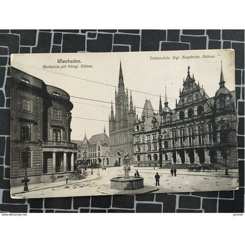 Alte Ansichtskarte Wiesbaden , Töchterschule, Kirche, Rathaus (273) - Bild 1 von 2