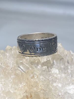 Love One Another ring size 7.50 heart spinner band sterling silver