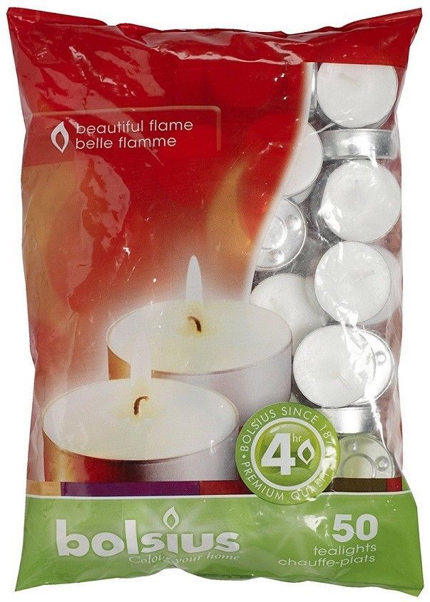 Bolsius 50 x 4 Hour Burn Tealight Tea Light Candles Long Burn Bulk