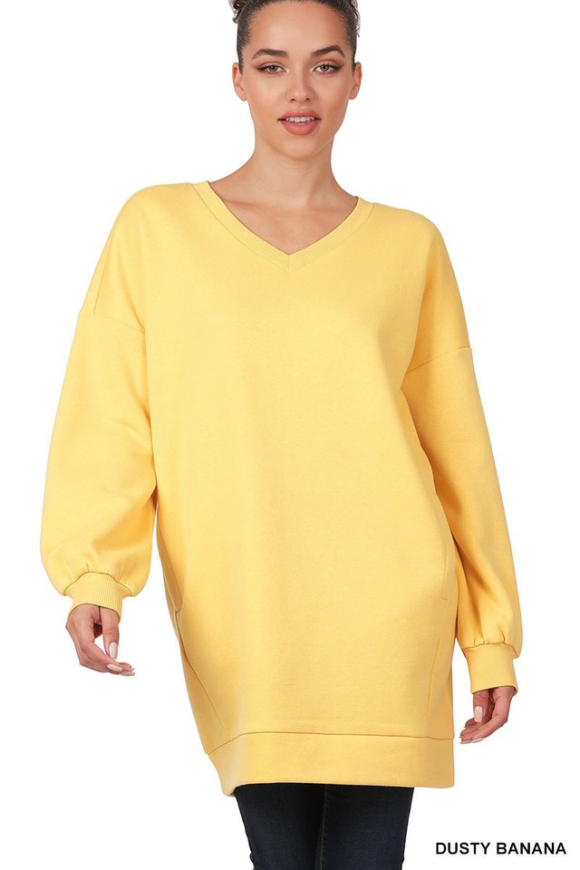 Women's Oversized Round Neck Jumper with Long Balloon Sleeves - Cozy Loose Fit Sweater
