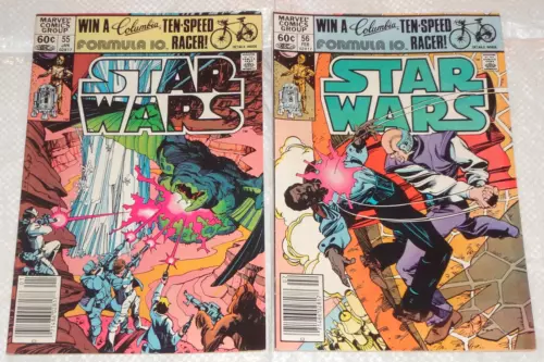 1982 MARVEL STAR WARS #55 & #56 VF- 1ST PRINT NEWSSTAND ISSUE COMIC BOOK LUMIYA