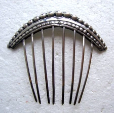 Early American coin silver hair comb with engraved dedication