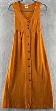 VTG Byer California Dress Womens 5 Orange Tie Back Maxi Scoop Neck Side Slit Y2K