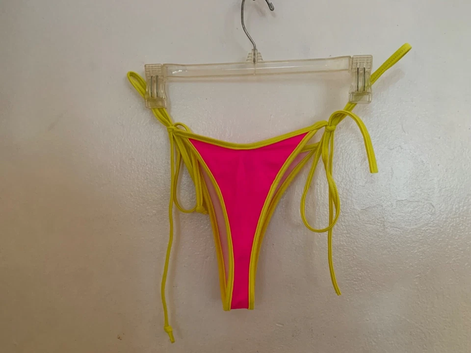 NUEVO Ujena Mujer Primavera Verano Retro Años 90 Traje De Baño Bikini Parte Inferior Amarillo Rosa M Foto 4 de 4