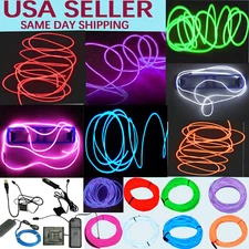 Neon LED Light Glow EL Wire String Strip Rope Tube Decor Car Party + Controller