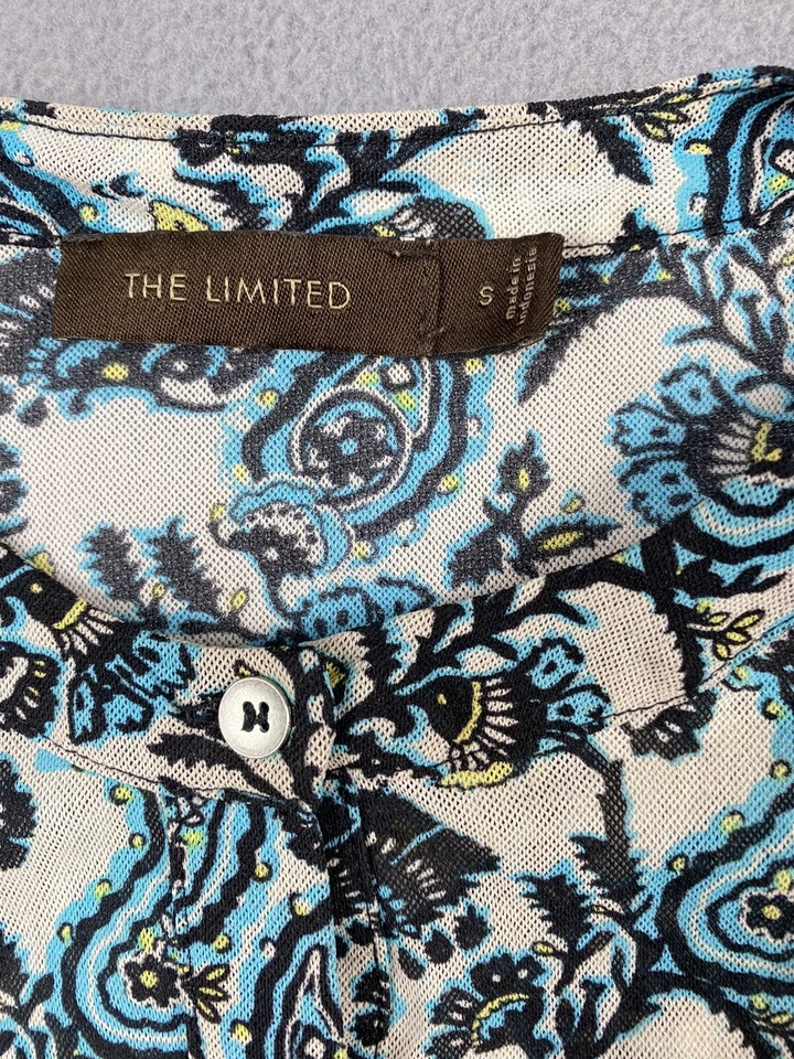 Camisa The Limited para mujer S Top sin mangas con botones bronceado transparente negra azul cachemira Foto 4 de 4