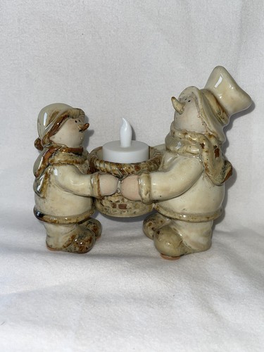 Keramik Schneemann Buddies Kerzenhalter Winter Urlaub Deko
