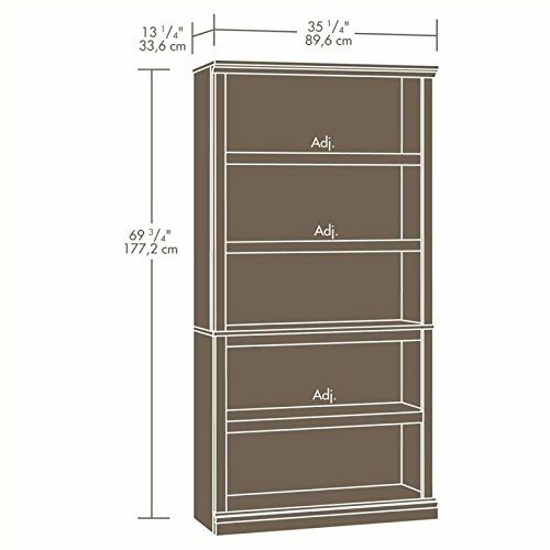 Rustic Cherry 5 Shelf Bookcase Wooden Bookshelf Book Case Elegant Display Decor