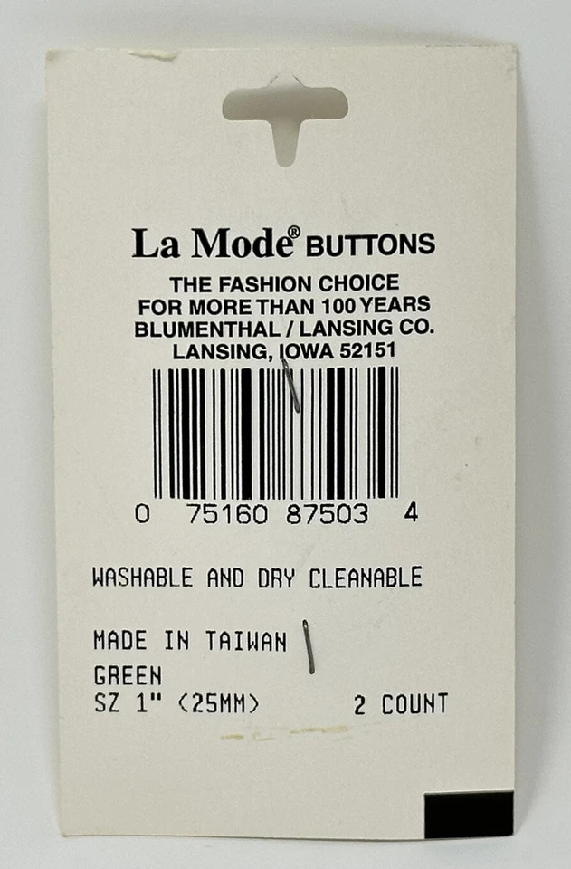 Vintage La Mode Buttons Hand Painted Pack of 2 Green Silver Fireflies 1” Taiwan - Image 2 of 2