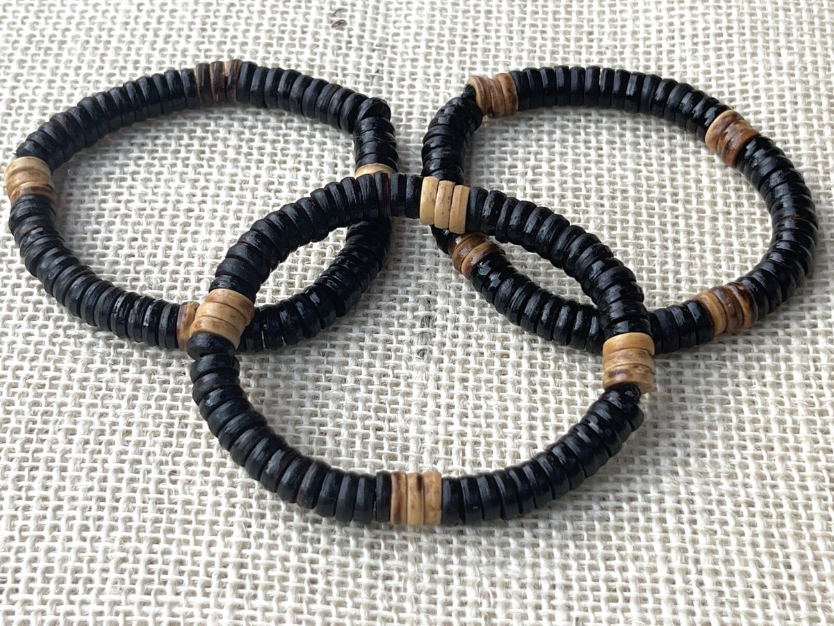 Wood Bead Stretch Bracelet Friendship Men Women Small Elastic Stacked Boho  Set